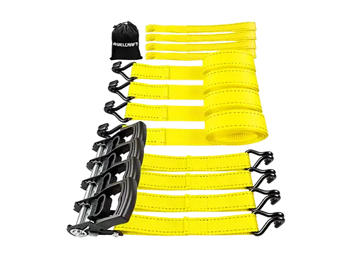 AWELCRAFT ラチェットストラップ 4PK 4500ポンド 1.5インチx15フィート ダブルJフック ソフトループ