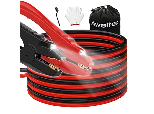 AWELTEC 6 ゲージ 16 フィート ジャンパー ケーブル LED ライト付き 車 SUV トラック用
