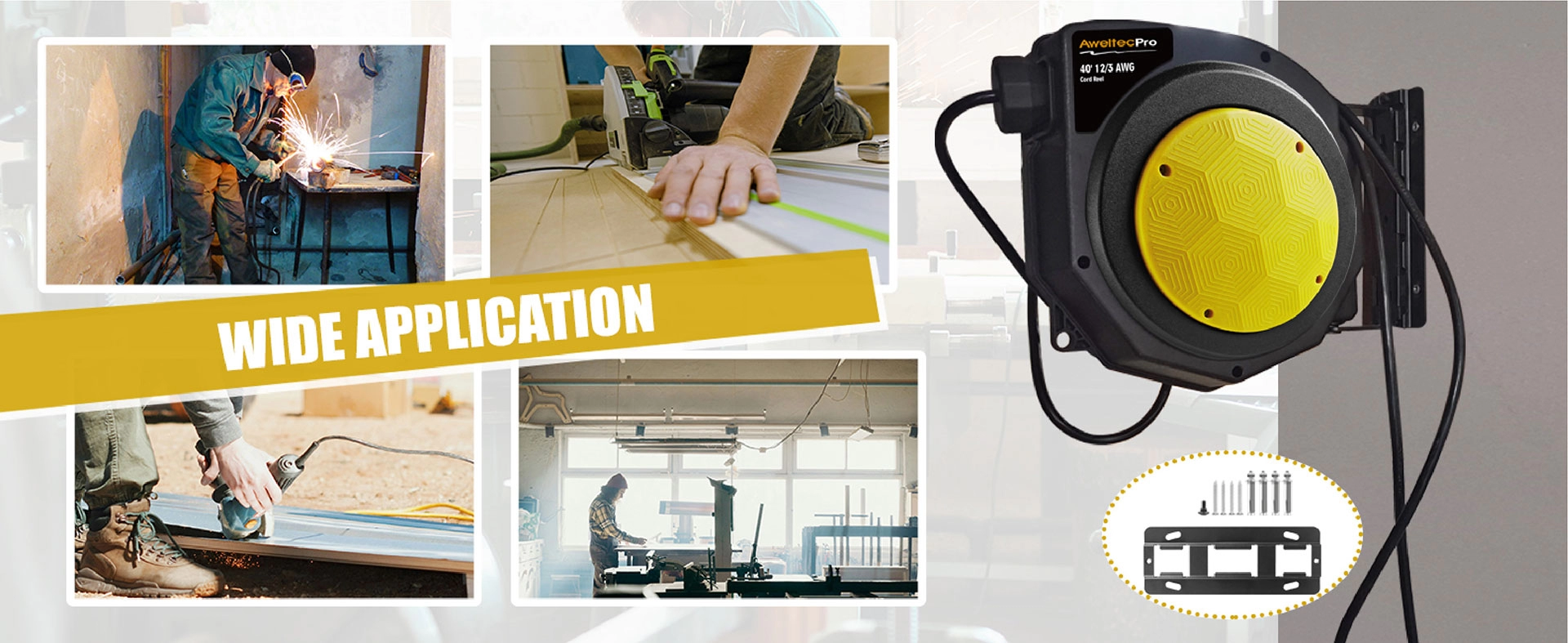 AweltecPro 40FT 格納式延長コード リール AweltecPro 40FT 格納式延長コード リール